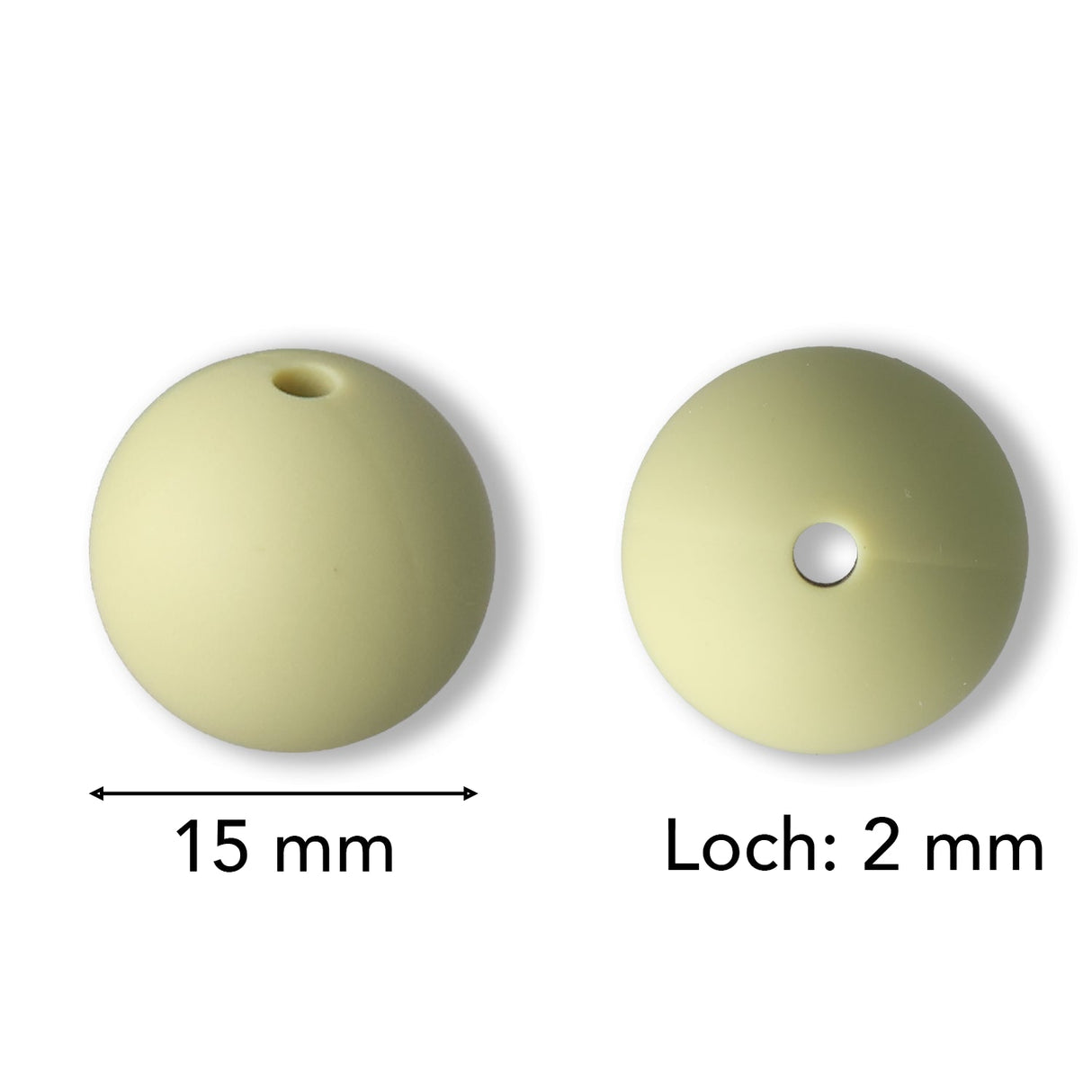 Silikon-Perle Rund • Dark Khaki, 15mm - PerlineBeads SA