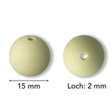 Silikon-Perle Rund • Dark Khaki, 15mm - PerlineBeads SA