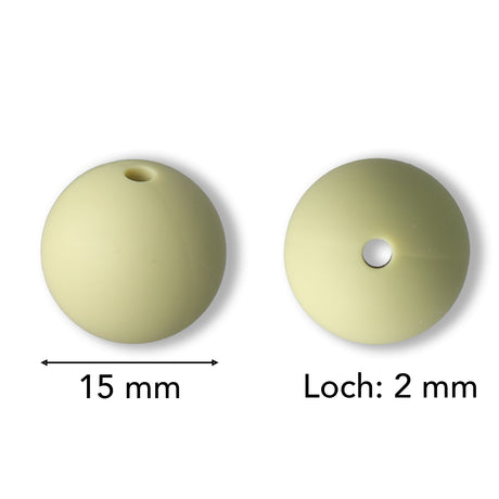 Silikon-Perle Rund • Dark Khaki, 15mm - PerlineBeads SA