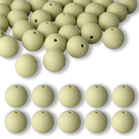Silikon-Perle Rund • Dark Khaki, 15mm - PerlineBeads SA