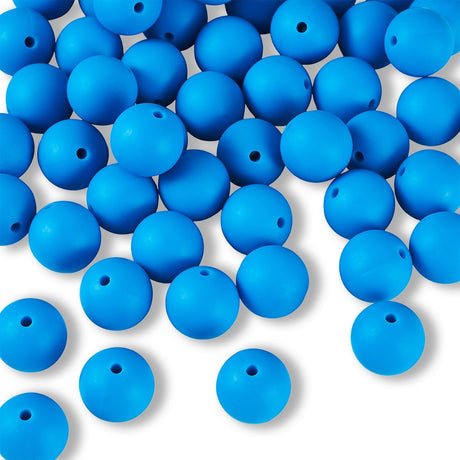 Silikon-Perle Rund • Dodger Blue, 15mm - PerlineBeads SA