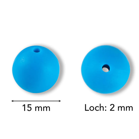 Silikon-Perle Rund • Dodger Blue, 15mm - PerlineBeads SA