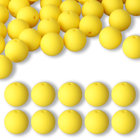 Silikon-Perle Rund • Gelb, 15mm - PerlineBeads SA