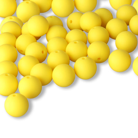Silikon-Perle Rund • Gelb, 15mm - PerlineBeads SA