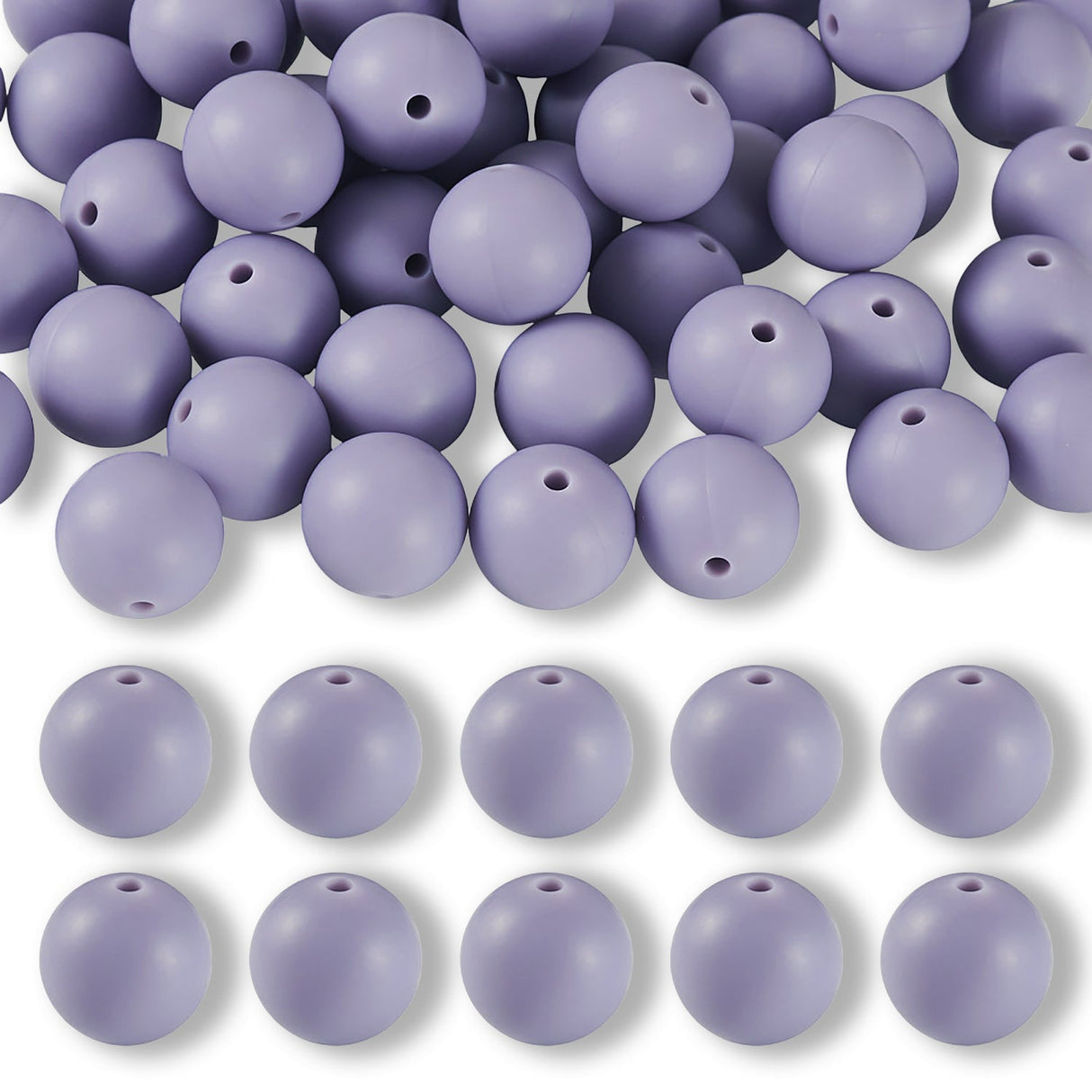 Silikon-Perle Rund • Lavender, 15mm - PerlineBeads SA