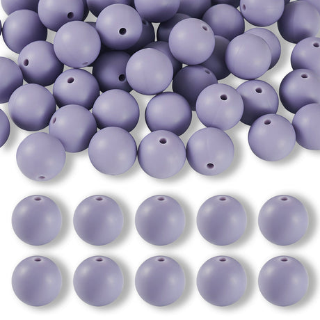 Silikon-Perle Rund • Lavender, 15mm - PerlineBeads SA