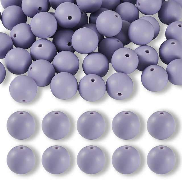 Silikon-Perle Rund • Lavender, 15mm - PerlineBeads SA