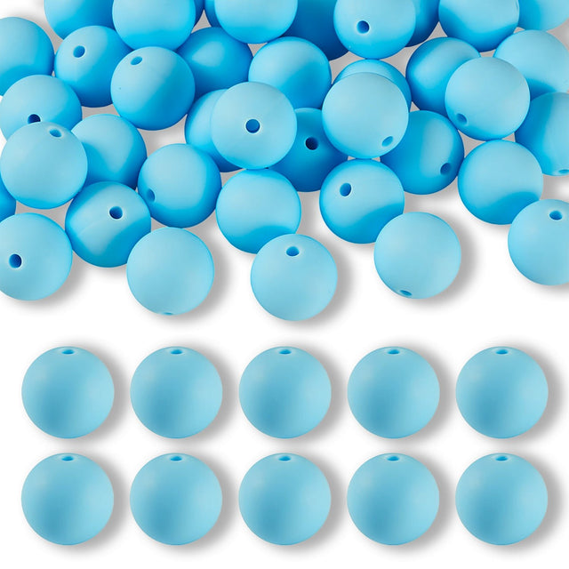Silikon-Perle Rund • Light Sky Blue, 15mm - PerlineBeads SA