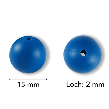 Silikon-Perle Rund • Marine Blue, 15mm - PerlineBeads SA