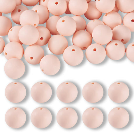 Silikon-Perle Rund • Misty Rose, 15mm - PerlineBeads SA