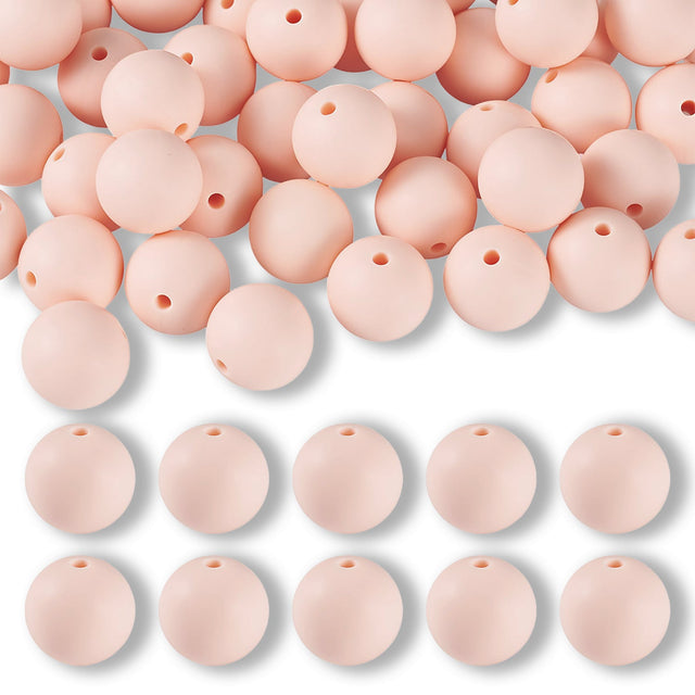 Silikon-Perle Rund • Misty Rose, 15mm - PerlineBeads SA