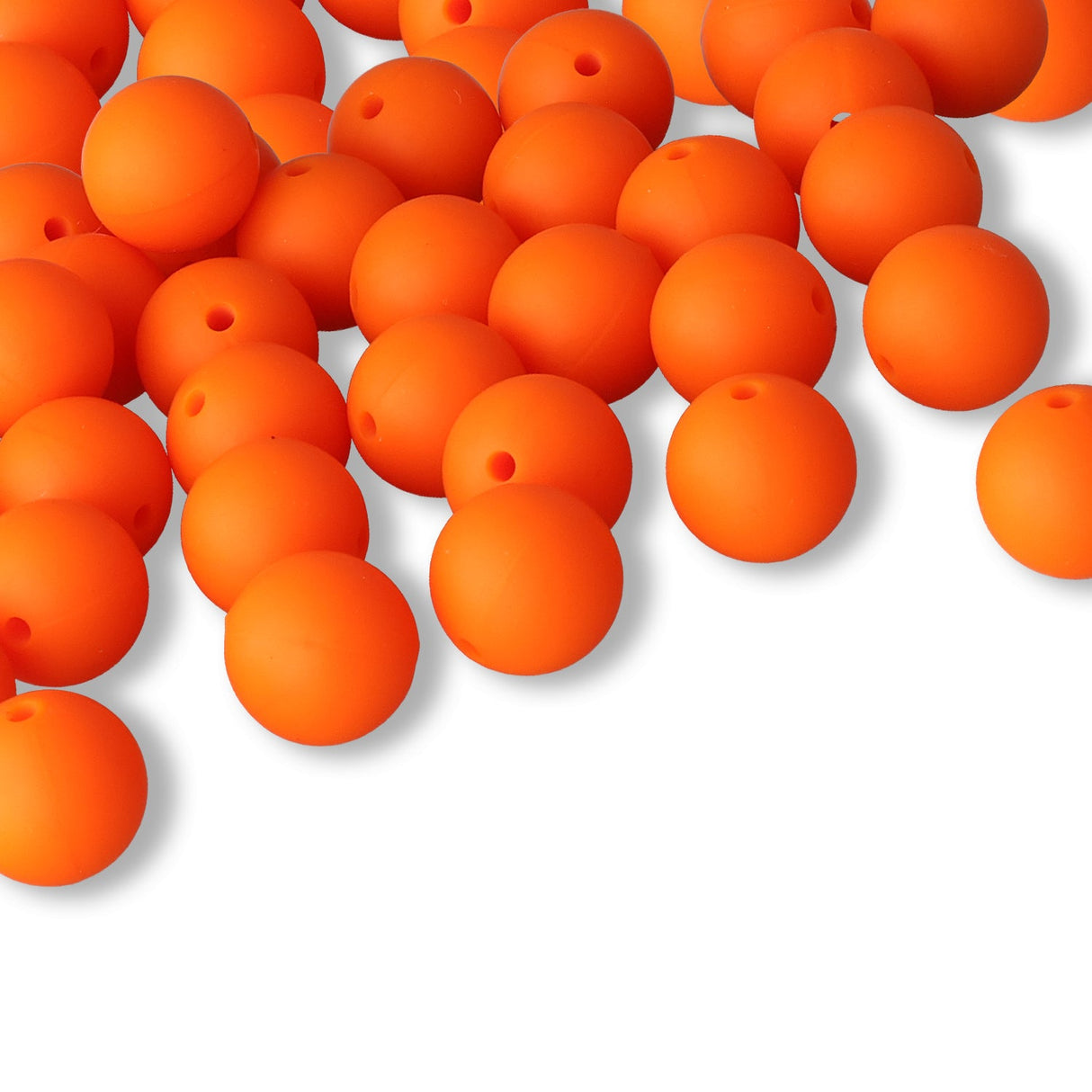 Silikon-Perle Rund • Orange, 15mm - PerlineBeads SA