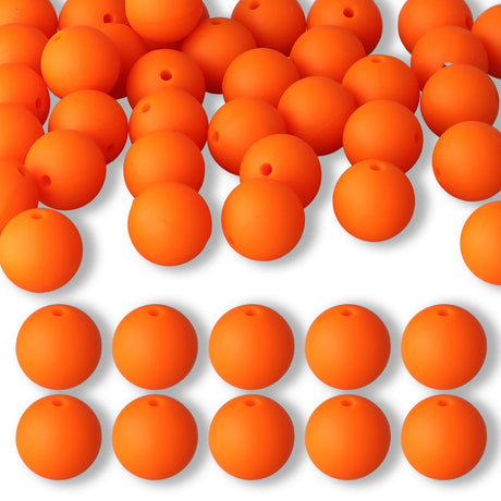 Silikon-Perle Rund • Orange, 15mm - PerlineBeads SA