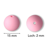 Silikon-Perle Rund • Pink, 15mm - PerlineBeads SA