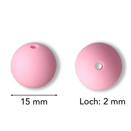 Silikon-Perle Rund • Pink, 15mm - PerlineBeads SA