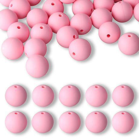 Silikon-Perle Rund • Pink, 15mm - PerlineBeads SA