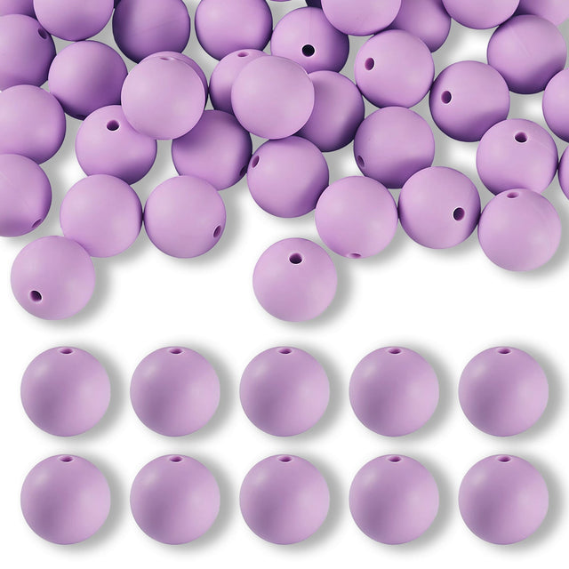 Silikon-Perle Rund • Plum, 15mm - PerlineBeads SA