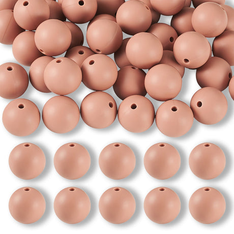 Silikon-Perle Rund • Rosy Brown, 15mm - PerlineBeads SA
