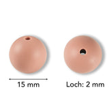 Silikon-Perle Rund • Rosy Brown, 15mm - PerlineBeads SA