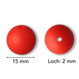 Silikon-Perle Rund • Rot, 15mm - PerlineBeads SA