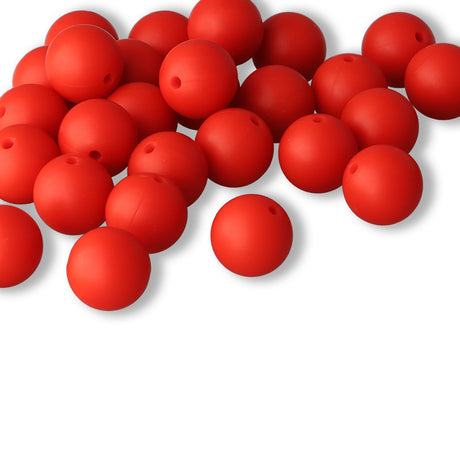 Silikon-Perle Rund • Rot, 15mm - PerlineBeads SA