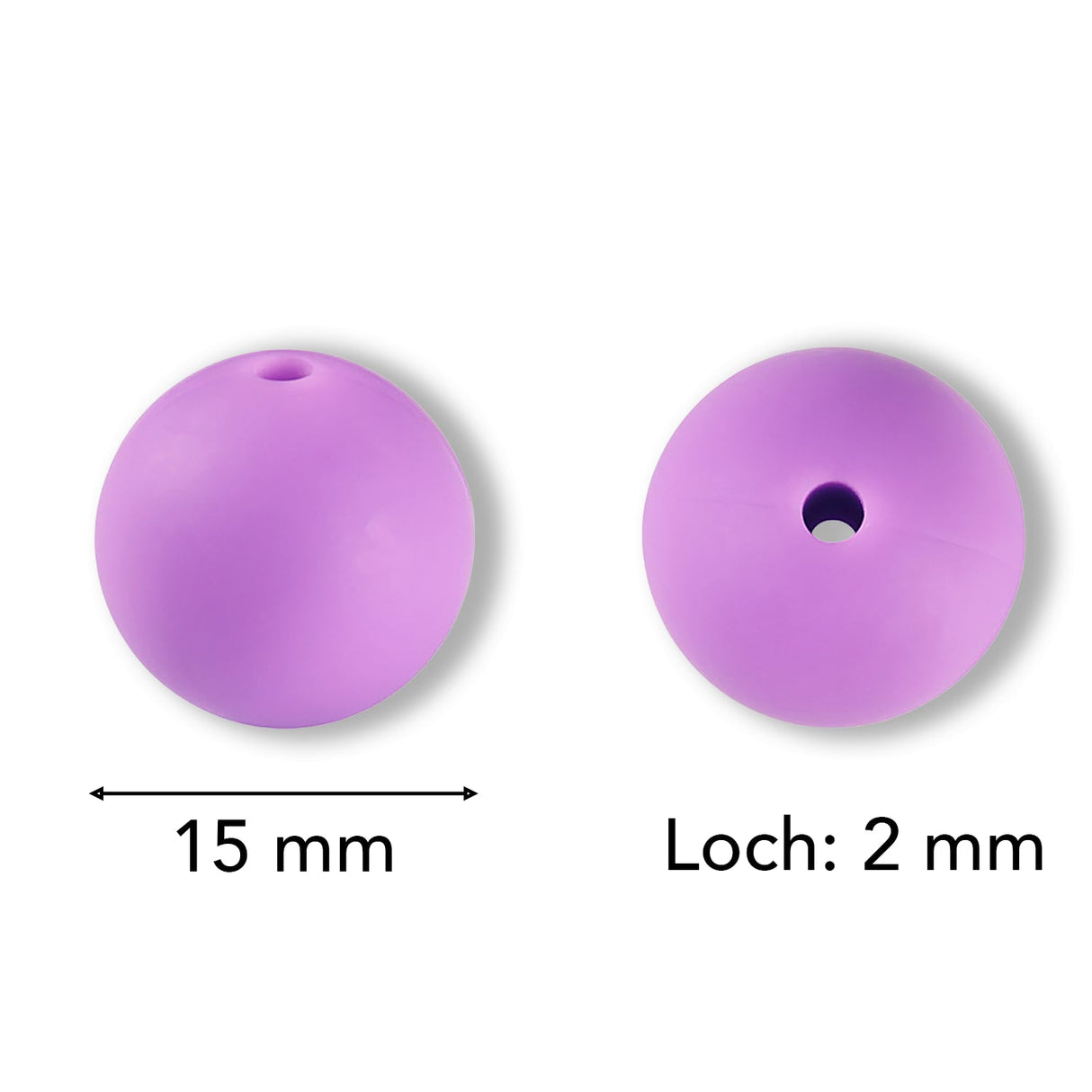 Silikon-Perle Rund • Violett, 15mm - PerlineBeads SA