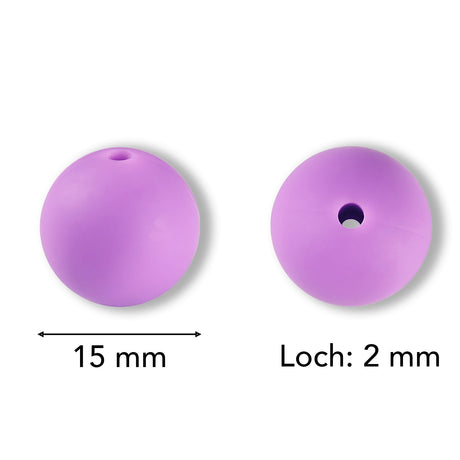 Silikon-Perle Rund • Violett, 15mm - PerlineBeads SA