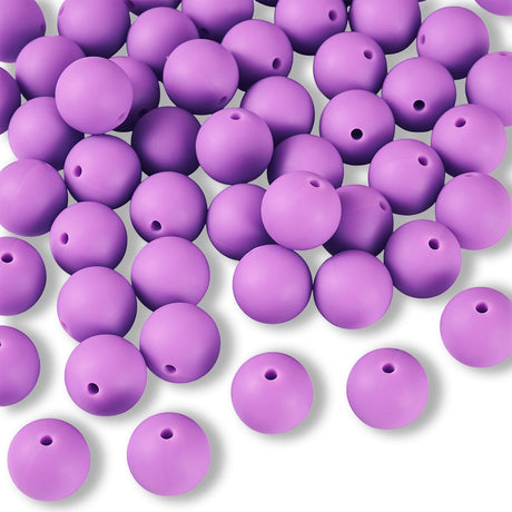 Silikon-Perle Rund • Violett, 15mm - PerlineBeads SA