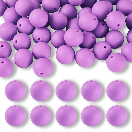 Silikon-Perle Rund • Violett, 15mm - PerlineBeads SA