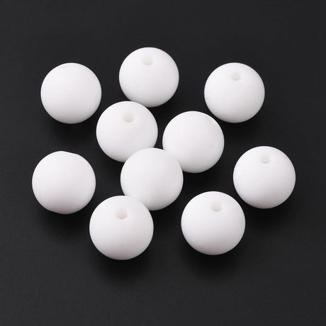 Silikon-Perle Rund • Weiss, 10mm - PerlineBeads SA
