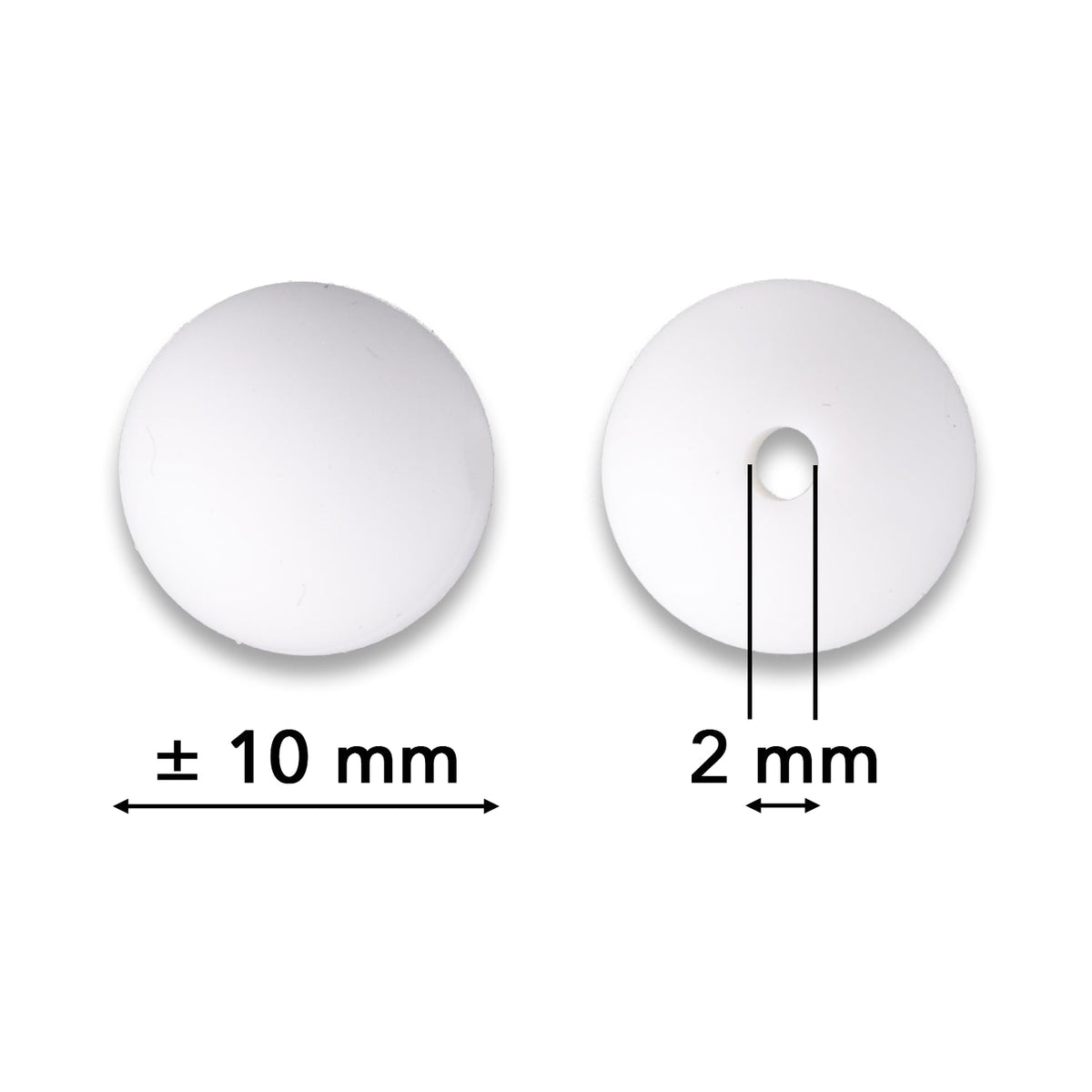 Silikon-Perle Rund • Weiss, 10mm - PerlineBeads SA