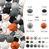 Silikon-Perlen Set • Sport-Motive • Fussball, Basketball, Volleyball & Baseball - PerlineBeads SA