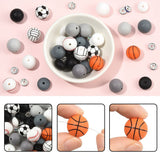 Silikon-Perlen Set • Sport-Motive • Fussball, Basketball, Volleyball & Baseball - PerlineBeads SA