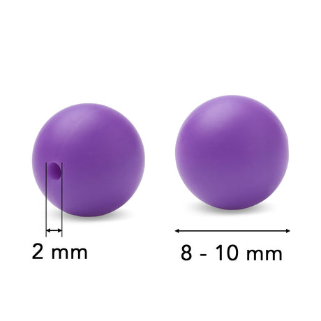 Silikonperlen rund, Dunkelorchidee, 8–10 mm - PerlineBeads SA