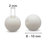Silikonperlen rund, Weiss, 8–10 mm - PerlineBeads SA