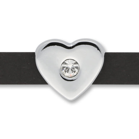 Slider «Heart» Silver mit Strass – Funkelnde Liebe - PerlineBeads SA
