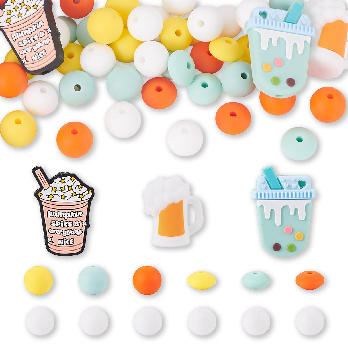 Sommerdrinks Perlenset – Bubble Tea, Bier & Pumpkin Spice, 48-teilig - PerlineBeads SA