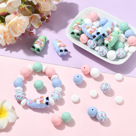 Sommerzwerge Perlenset – Flamingo & Muschel, 51-teilig - PerlineBeads SA