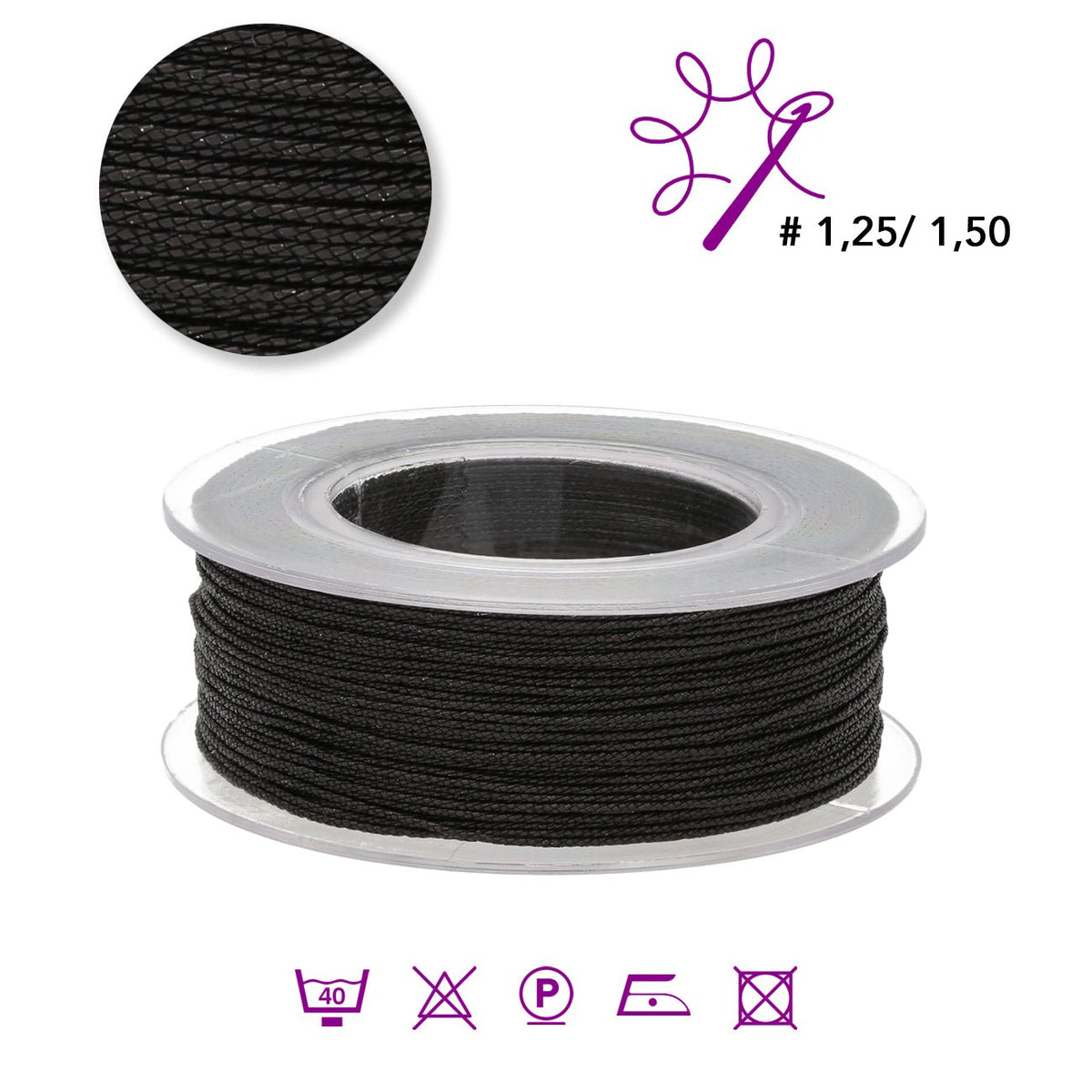 Sorrento Schmuckgarn - Schwarz Matt (99019) - PerlineBeads SA