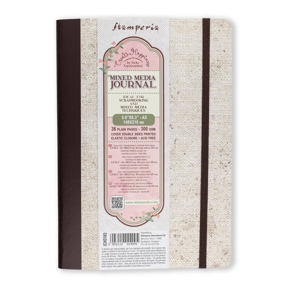 Stamperia Create Happiness Mixed Media Journal – A5 - PerlineBeads SA