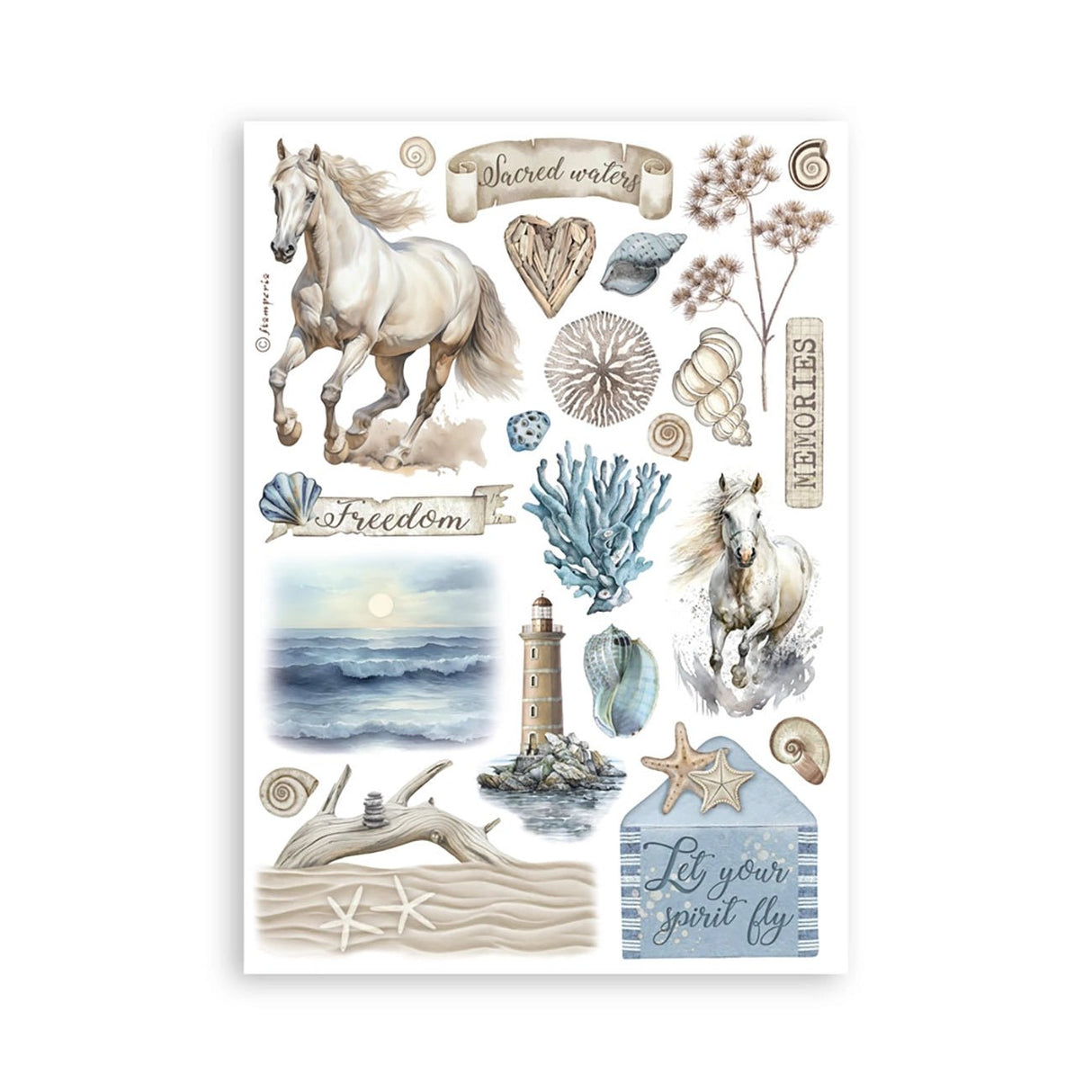 Stamperia Silent Sea – Washi Pad (A5, 8 Bögen) - PerlineBeads SA