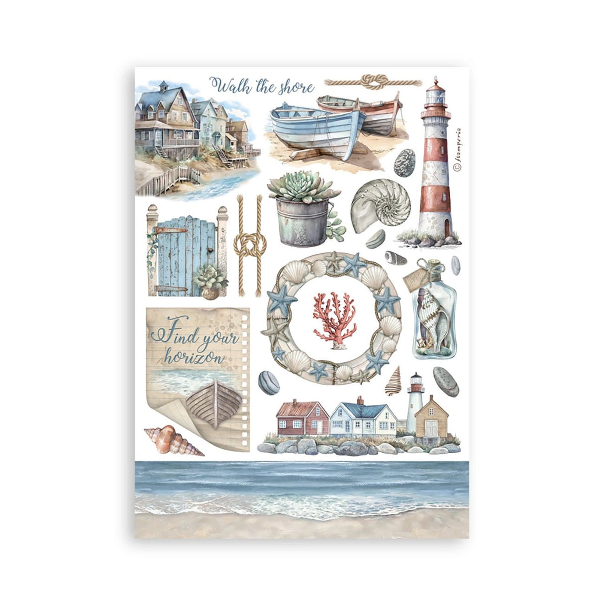 Stamperia Silent Sea – Washi Pad (A5, 8 Bögen) - PerlineBeads SA
