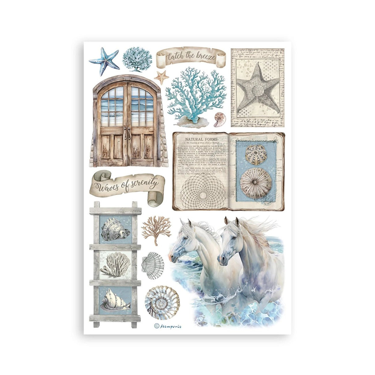 Stamperia Silent Sea – Washi Pad (A5, 8 Bögen) - PerlineBeads SA