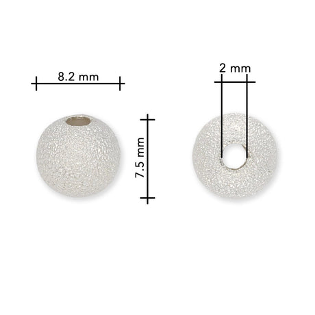 Stardust Metallperlen – 8 mm, Versilbert (5 Stück) - PerlineBeads SA