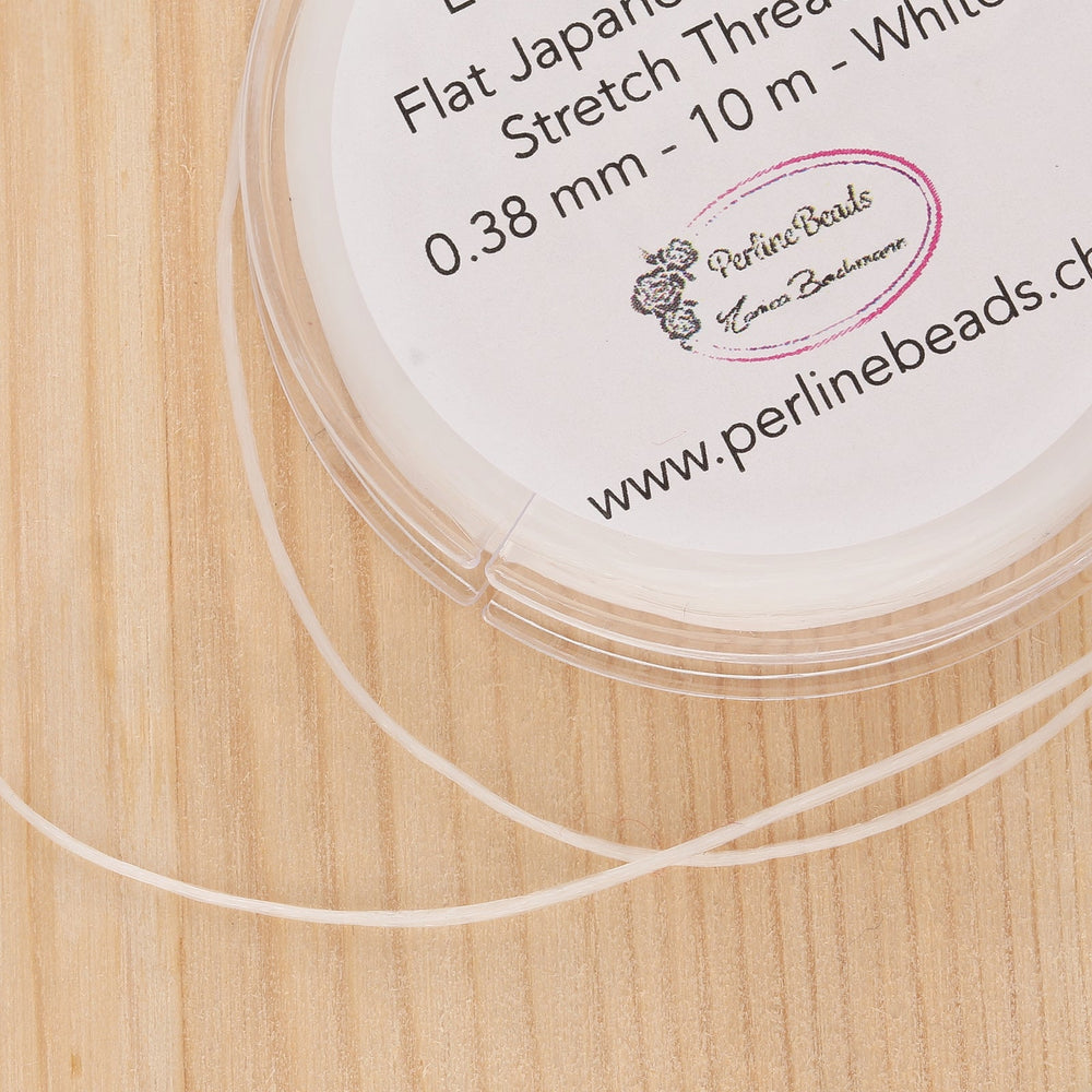 Stretch japanische elastische Schmuck-Faserkordel 0.38 mm - weiss - PerlineBeads