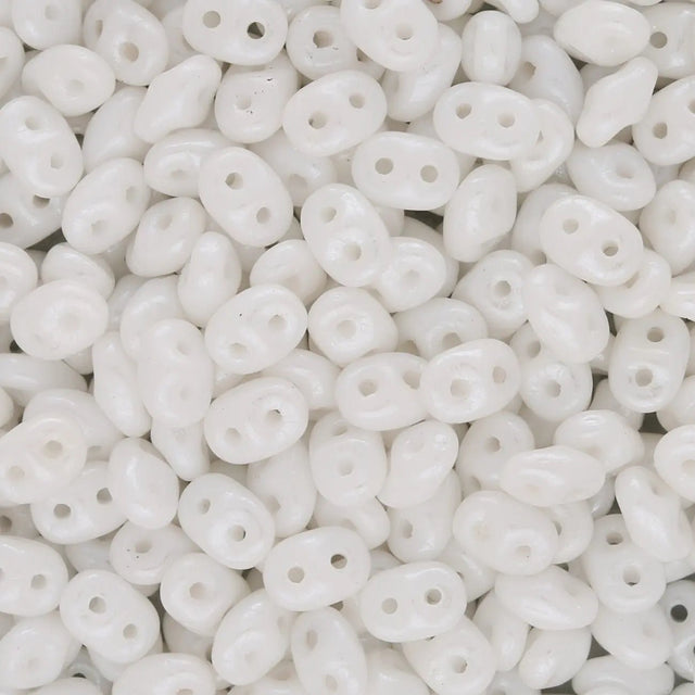 SuperDuo 2,5 x 5 mm - White Luster - PerlineBeads SA