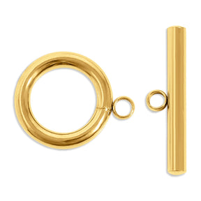 T - Bar - Verschluss rund ∅ 12 mm - Edelstahl PVD - Gold - PerlineBeads SA