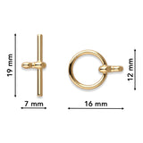 T-Bar-Verschluss rund • ∅ 12 mm • vergoldet • 2 Stk. - PerlineBeads SA