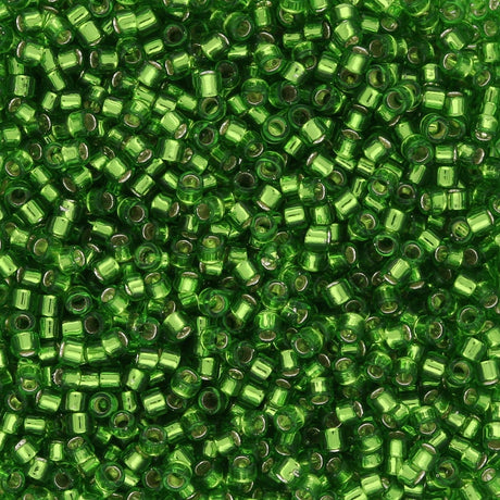 TOHO Aiko - Transparent Silver - Lined Lime Green - PerlineBeads SA