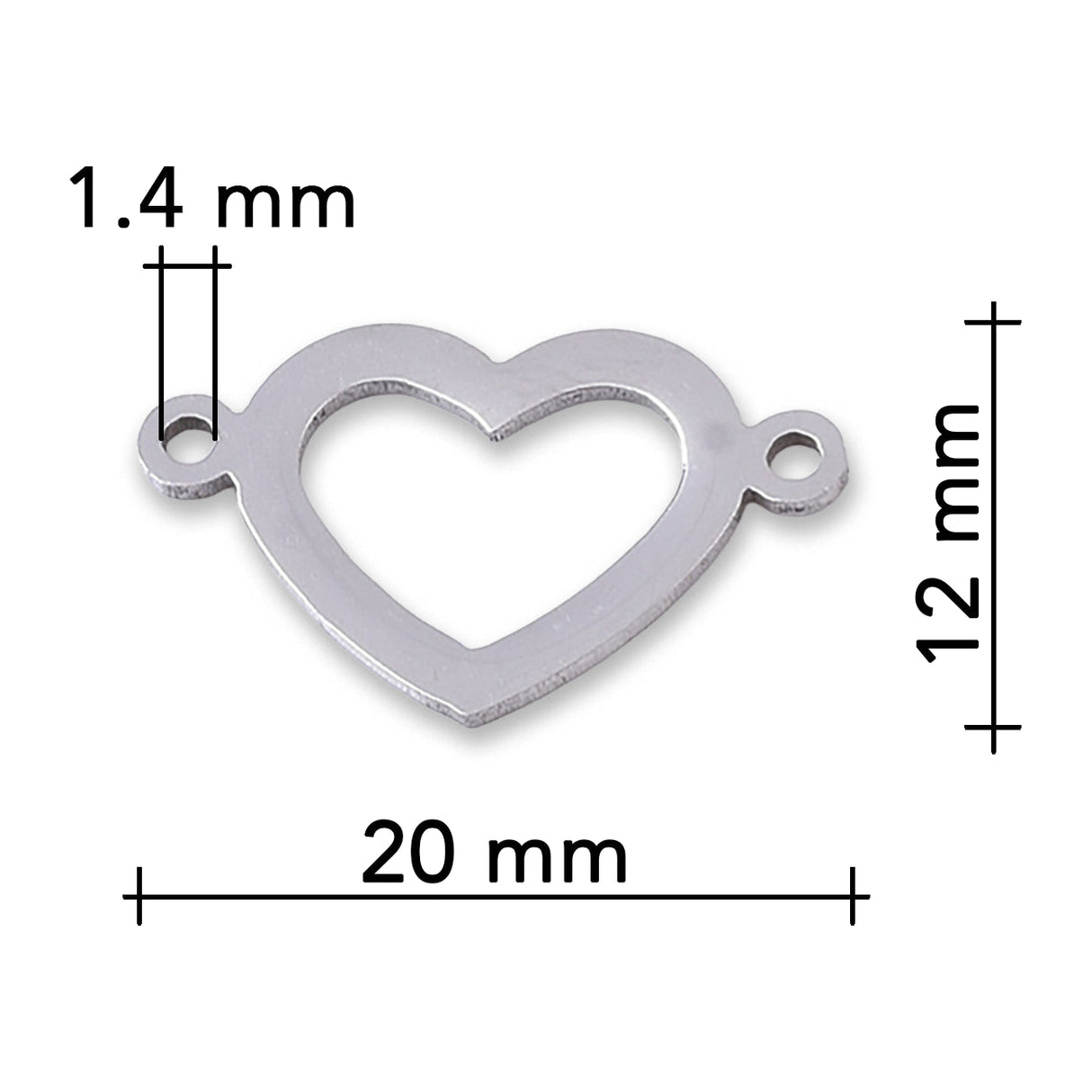Verbindungselement “Herz” • 20 x 12 mm • Edelstahl - PerlineBeads SA